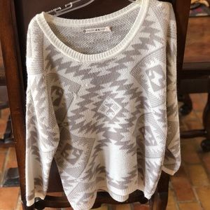 Chelsea and Violet grey and white tribal sweater